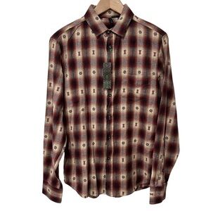 Stile Benetton Long Sleeve Button Up Shirt Aztec Plaid Small Multicolor NWT